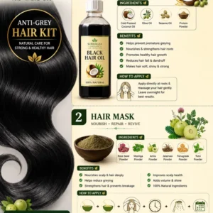 Anti-Grey Hair Kit (Black Hair Oil + Hair Mask) (current product image)